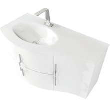 Badmöbel-Set Baden Haus Sting BxHxT 104 x 146,5 x 52 cm Frontfarbe weiß hochglanz mit Waschtisch Glas weiß und Waschtisch Waschtischunterschrank Spiegel