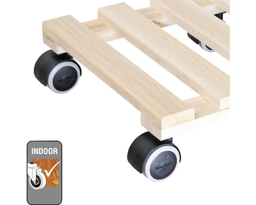 Pflanzenroller aus Holz mit Rollen für den Innenbereich