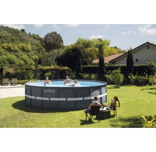 Ensemble de piscine tubulaire hors sol Intex Ultra Rondo XTR ronde Ø 549x132 cm avec groupe de filtration à sable, échelle et tuyaux gris