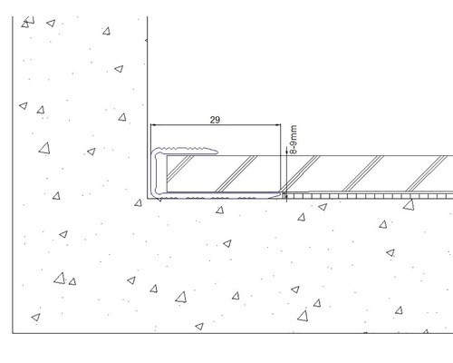 Zeichnung eines Treppenkantenprofils mit Maßangaben