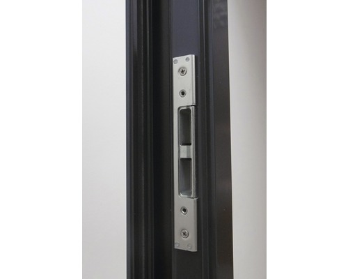 Gâche de serrure de porte en métal sur une porte