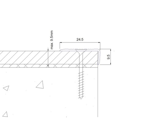 Schéma technique d''un profilé de bordure avec indications de dimension
