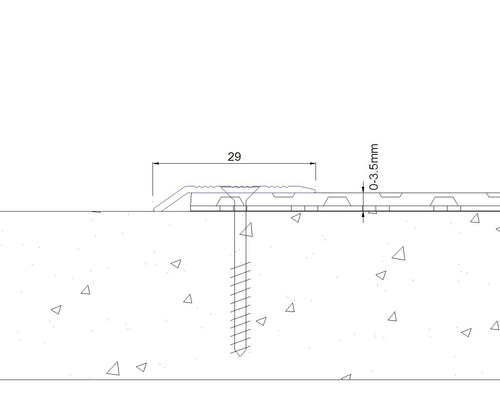 Illustration eines Bodenprofils mit den Maßen 29 Millimeter Breite und 0 bis 3,5 Millimeter Höhe.