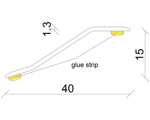 Profilleiste mit den Maßangaben 40, 15 und 1,3 Millimeter