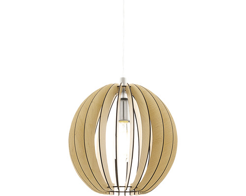 Hängelampe mit Holzschirmen in Kugelform