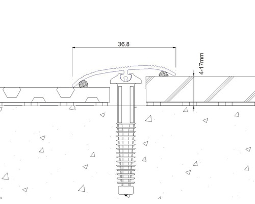 Dessin technique d''un profilé de transition avec indication des dimensions pour revêtements de sol