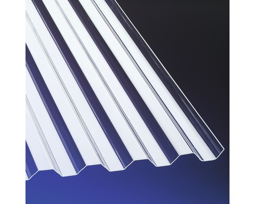 Plaque ondulée Gutta acrylique trapèze 76/18 transparente résistante aux chocs 3000 x 1045 x 1,5 mm
