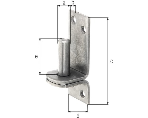 Paumelle de porte en métal avec indications de dimensions