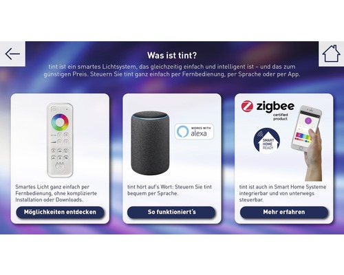 Tint Lichtsystem Funktionen: Fernbedienung, Sprachsteuerung, App Steuerung