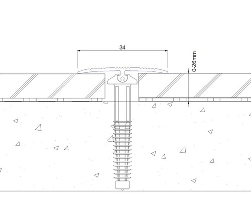 Schéma d''un profilé de transition avec des indications de taille illustrant la construction