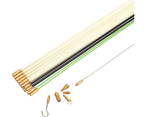 Rohrreinigungsset mit Stäben und verschiedenen Aufsätzen