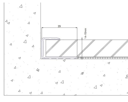 Dessin technique d''un profilé avec les dimensions 29 et 14 à 15 millimètres.