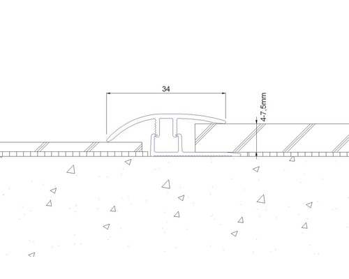 Technische Zeichnung eines Übergangsprofils mit Größenangaben.