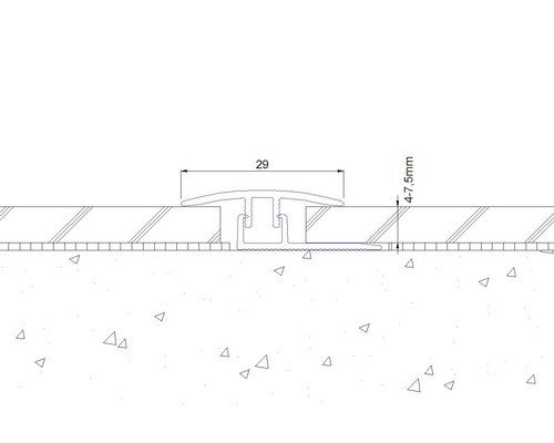 Technische Zeichnung eines Übergangsprofils mit den Maßen 29 und 4 bis 7,5 Millimeter.