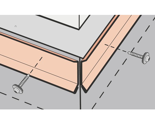Detailansicht der Befestigung einer Dachrinne mit Schrauben