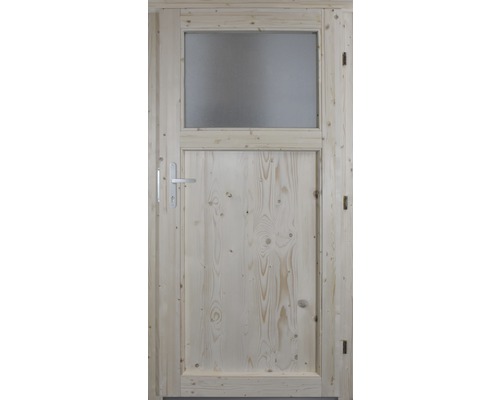 Porte en bois avec vitrage et poignée de porte