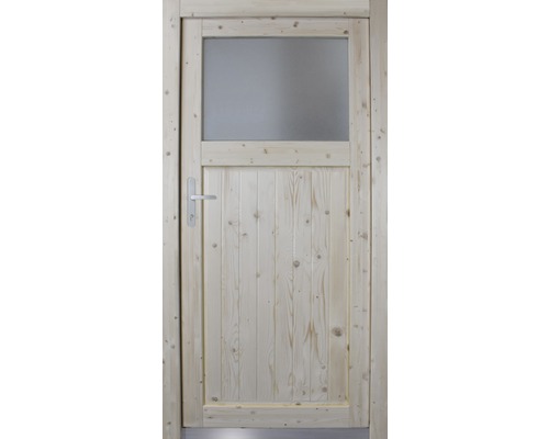 Porte à cadre en bois avec insert en verre pour abri de jardin ou cabanon