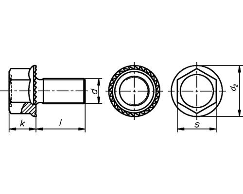 Dessin technique d''une vis à bride avec indication des dimensions
