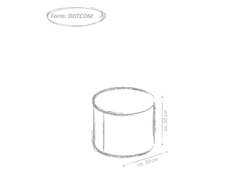 Croquis d''un tabouret rond mesurant environ 50 centimètres sur 50 centimètres.