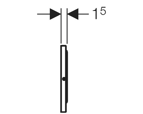 Technische Zeichnung eines Bauteils mit der Angabe 15 Millimeter