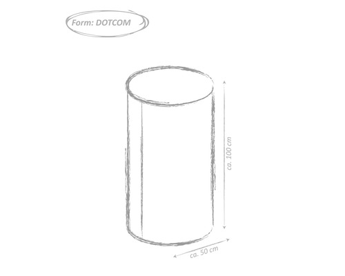 Croquis d''une table ronde d''une hauteur d''environ 100 centimètres et d''un diamètre d''environ 50 centimètres