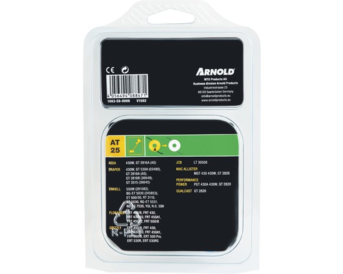 Arnold Logo. Verpackung mit Informationen zu kompatiblen Geräten