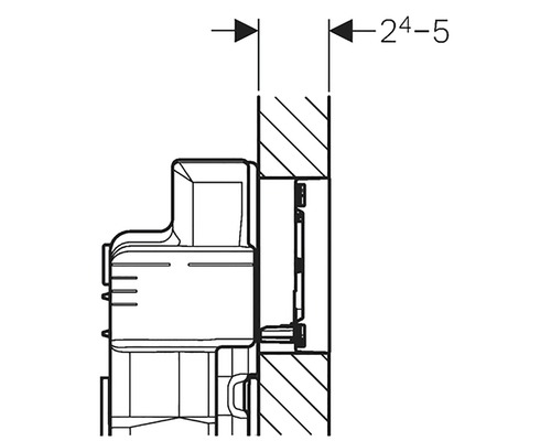 Technische Zeichnung einer Sanitärinstallation mit Maßangabe 24-5.