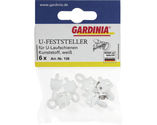 Gardinia U-Feststeller für U-Laufschienen, 6 Stück, aus Kunststoff