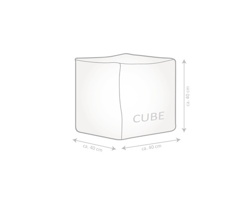 Schéma d''un cube avec des côtés d''environ 40 centimètres