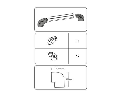 Illustration d''un kit de goulotte de câbles avec dimensions