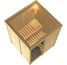 Sauna modulaire Karibu Norina sans poêle et couronne avec porte en bois et verre à isolation thermique-thumb-3