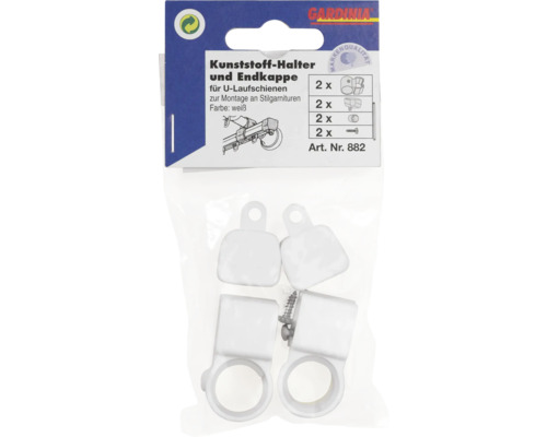 Gardinia Kunststoffhalter und Endkappe für U-Laufschiene