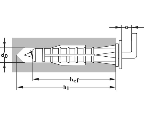 Schéma d''une cheville avec crochet à visser pour la fixation