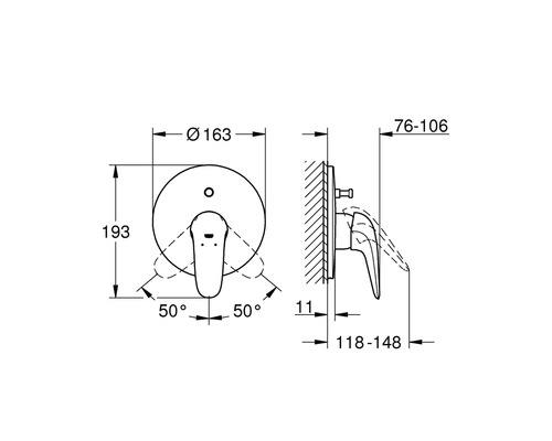 Schéma technique d''un robinet avec indication des dimensions