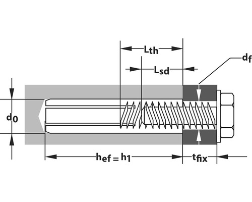 Illustration d''un ancrage de boulon avec cotation