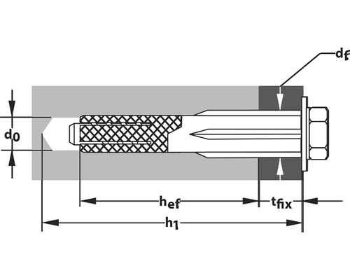 Illustration d''un ancrage de boulon avec des dimensions détaillées