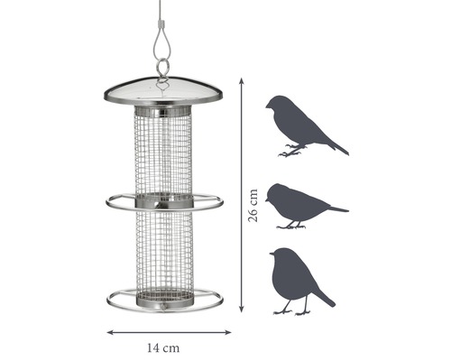 Mangeoire à oiseaux avec les dimensions 26 x 14 cm