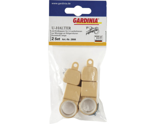 Gardinia U-Halter Set zur Montage von U-Laufschienen an Stilgarnituren, aus Kunststoff