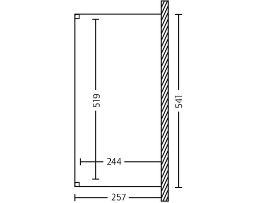Dessin technique avec cotes : 519, 244, 257 et 541.
