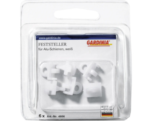 Gardinia Feststeller für Aluminiumschienen, sechs Stück in transparenter Verpackung