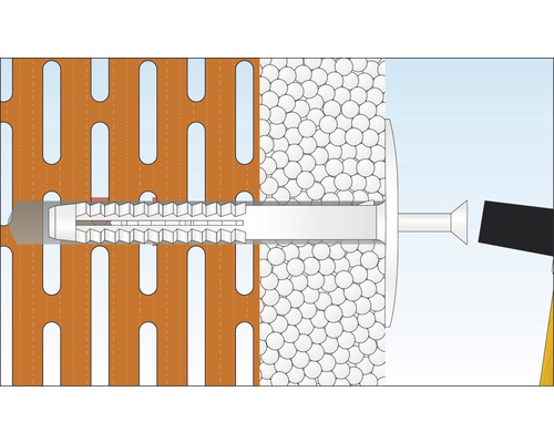 Illustration einer Dübelbefestigung in einer Wand