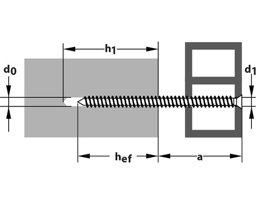 Schéma d''une vis dans un mur avec des mesures détaillées
