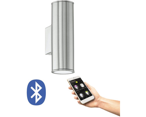 Edelstahl Außenwandleuchte mit Bluetooth-Steuerung über ein Smartphone