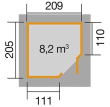 Blockbohlen-Eckhaus weka 229 mit Fußboden 244 x 244 cm natur
