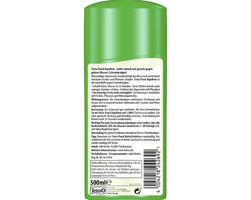 Tetra Pond AlgoRem gegen grünes Wasser in einer 500 ml Flasche