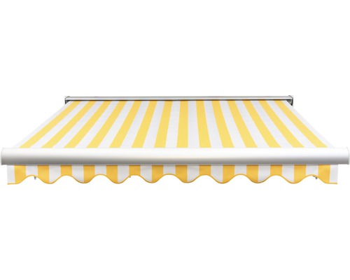 Store rayé jaune et blanc