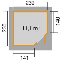 Blockbohlen-Eckhaus weka 229 mit Fußboden 270 x 270 cm anthrazit