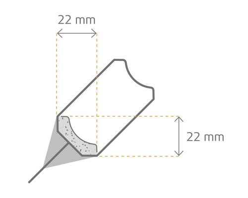 Illustration d''un profilé avec les dimensions 22 mm