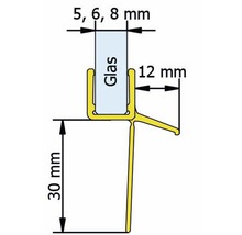 Schéma technique d'un profilé de verre avec dimensions