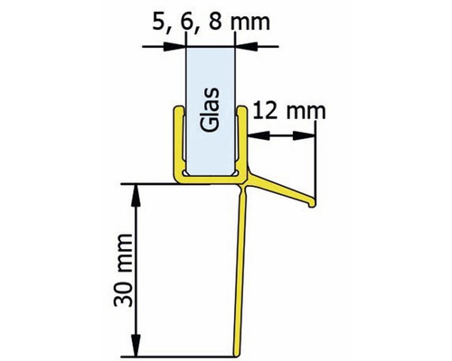 Schéma technique d'un profilé de verre avec dimensions
